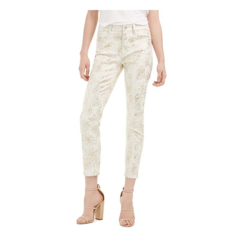 Jen 7 By 7 For All Mankind Womens Beige Floral Cropped Pants Juniors Size: 8